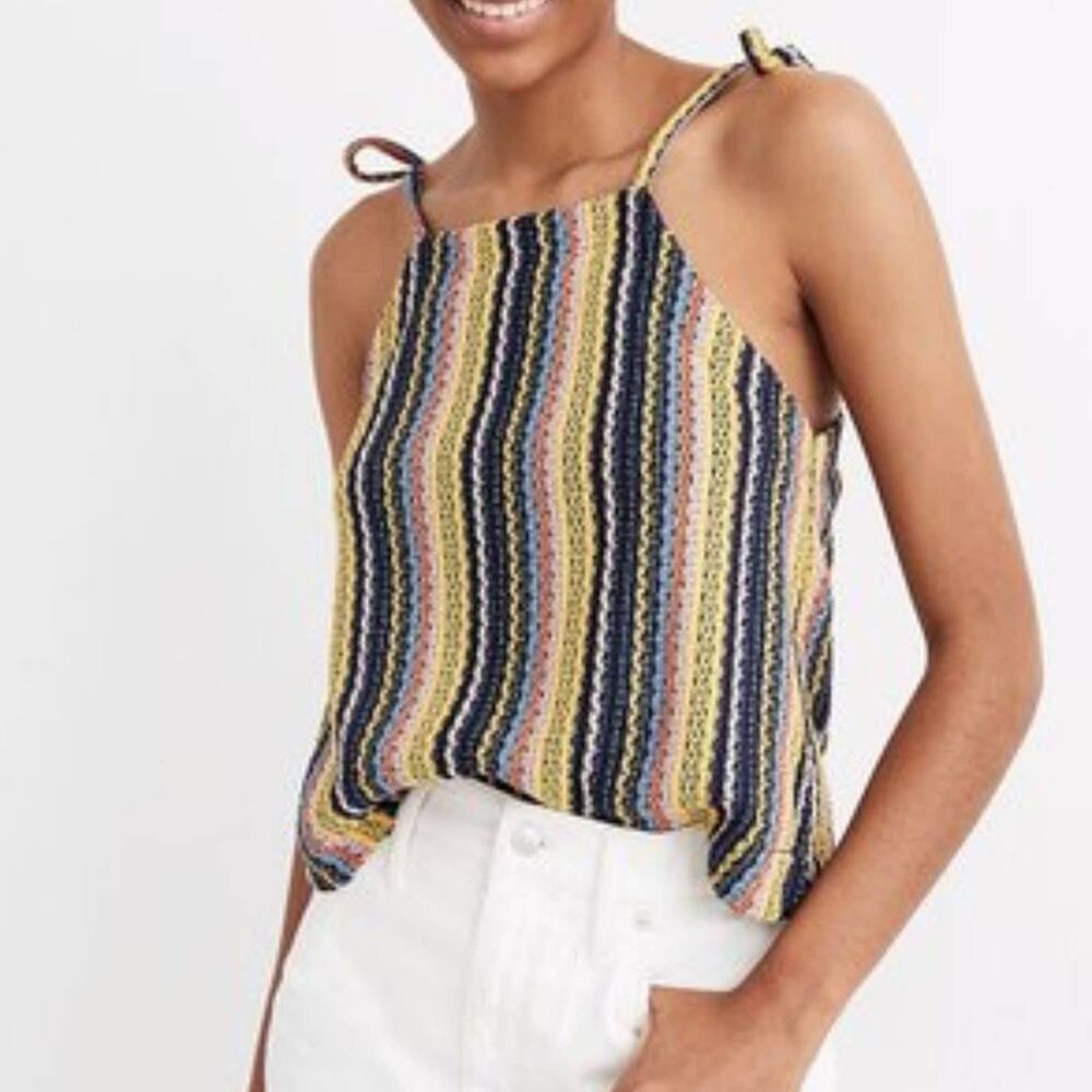 NWT Madewell Rainbow Crochet Stripe Texture Tank Medium